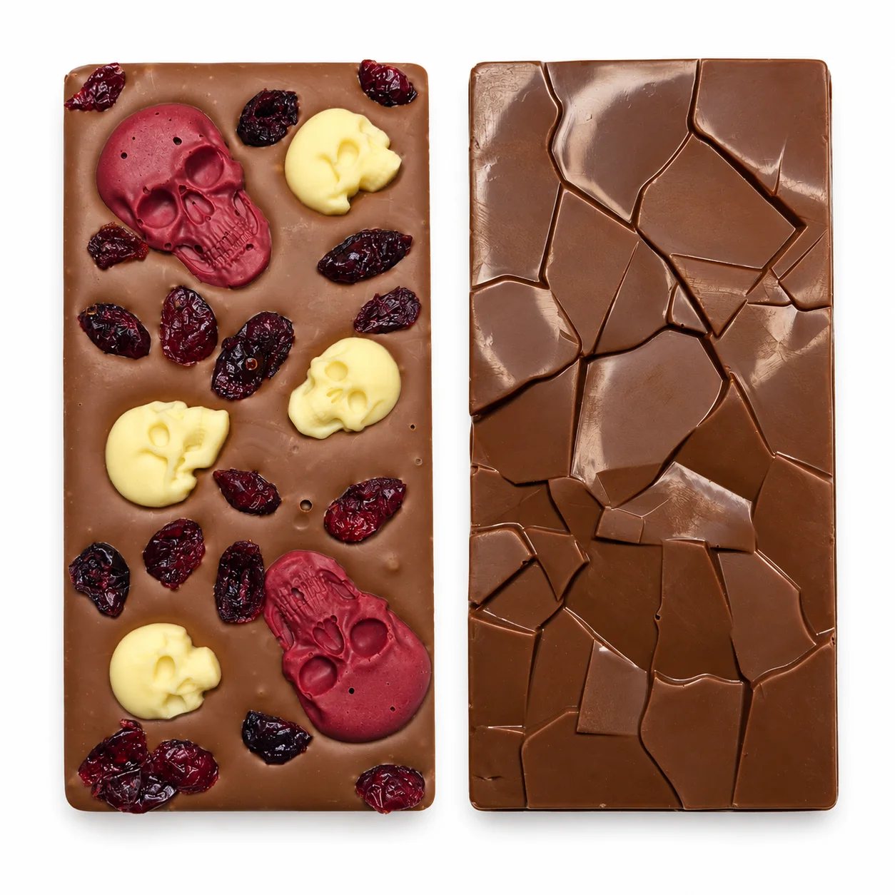 Halloween Cranberry Skulls Belgian Milk Chocolate Bar